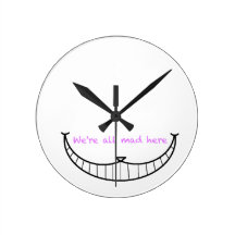 Cheshire Cat Smile Round Clock