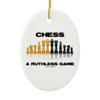 Chess A Ruthless Game (Reflective Chess Set) Double-Sided Oval Ceramic Christmas Ornament