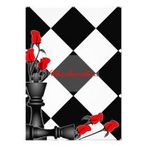 Chess and Roses Gothic Wedding Personalized Invite