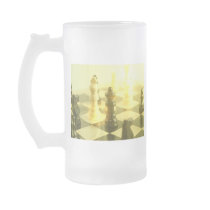 Chess Board Frosted Glass Beer Mug