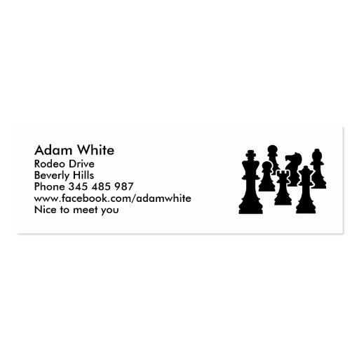 Chess board game business card