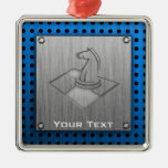 Chess; Brushed Metal-look Christmas Tree Ornaments