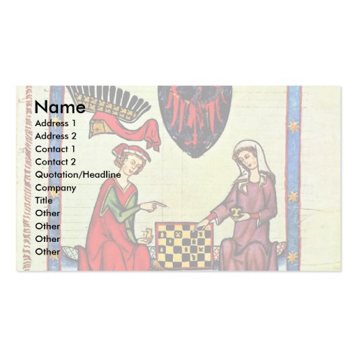 Chess,  By Meister Der Manessischen Liederhandsch Business Card Template (front side)