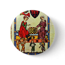 Chess,  By Meister Der Manessischen Liederhandsch Pinback Buttons