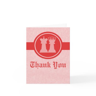Chess King and Queen Thank You Card, Red