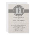 Chess King and Queen Wedding Invitation, Gray