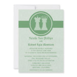 Chess King and Queen Wedding Invitation, Green