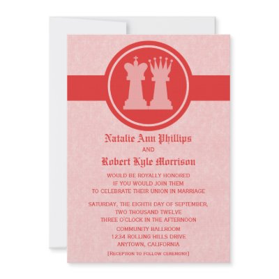 Chess King and Queen Wedding Invitation, Red