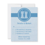 Chess King and Queen Wedding Response Card, Blue Personalized Invites