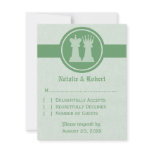 Chess King and Queen Wedding Response Card, Green Invitation