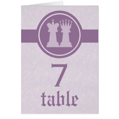 Chess King and Queen Wedding Table Card, Purple