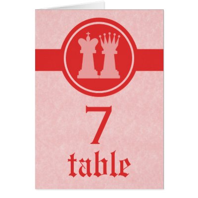 Chess King and Queen Wedding Table Card, Red