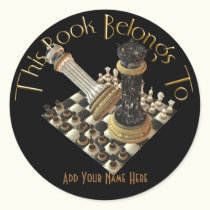 Chess Maniac Bookplate Round Stickers