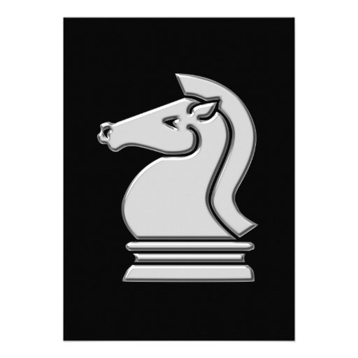 Chess Match Cool Metallic Knight Horse Invitations