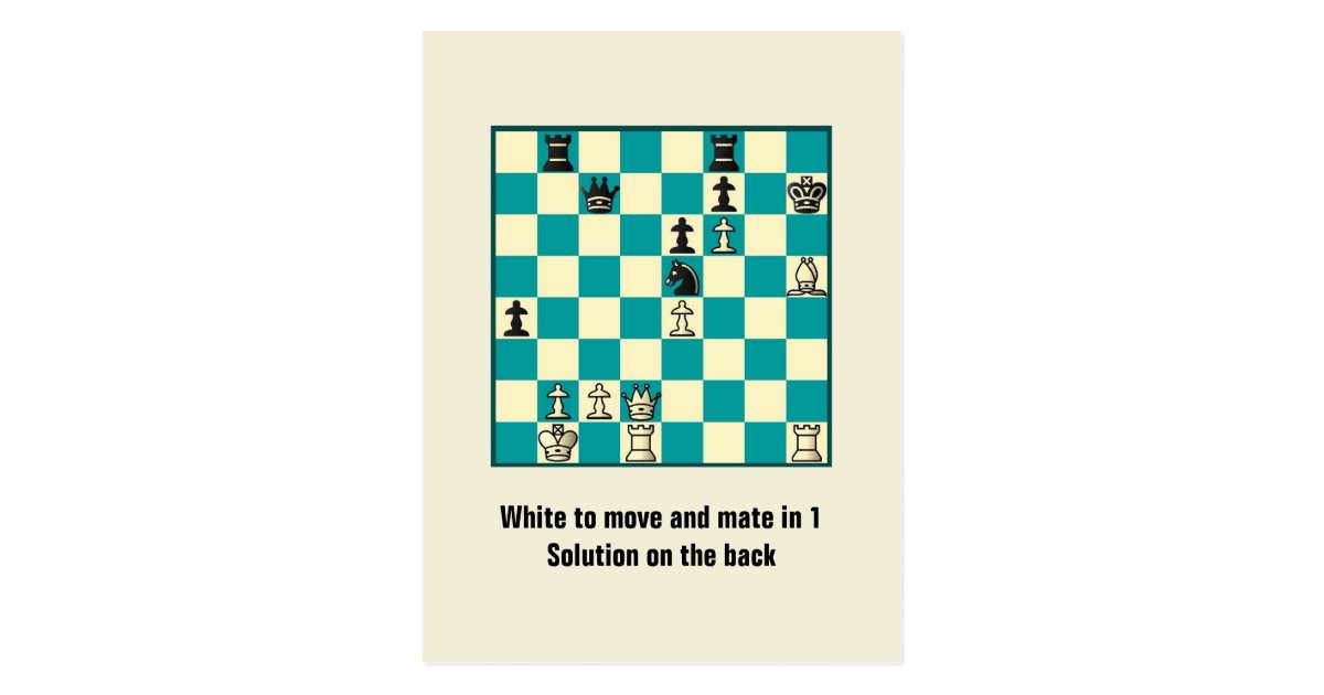 Chess Mate In 1 Puzzle 1 Postcard Zazzle