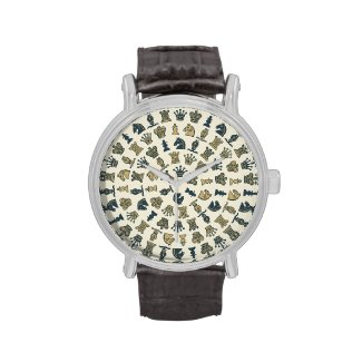 Chess Pieces in Circles Wristwatches