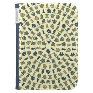 Chess Pieces in Circles Yellow Kindle Case