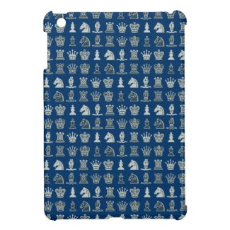 Chess Pieces in Rows Blue iPad Mini Case