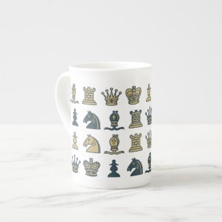 Chess Pieces in Rows Bone China Mug