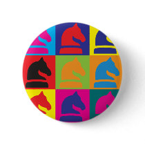 Chess Pop Art Pinback Buttons