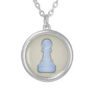 Chess Shiny Blue Glass Chess Pawn Custom Necklace