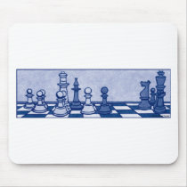 Chess Study in Blue Mousepads