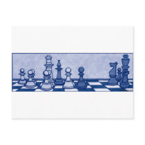 Chess Study in Blue Postcard