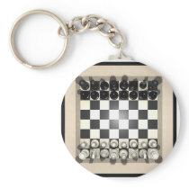Chessboard and Chess Pieces: Key Chain