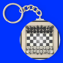 Chessboard and Chess Pieces: Key Chain