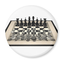 Chessboard and Chess Pieces: Refrigerator Magnet