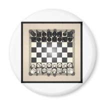 Chessboard and Chess Pieces: Fridge Magnets