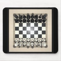 Chessboard and Chess Pieces: Mousepad