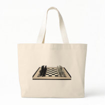 Chessboard with Chess Pieces: Tote Bags