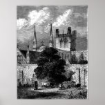 Chester Cathedral and part of City Wall Print