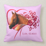 Chestnut Arab Heart Rose Pillow