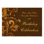 Chestnut Brown Swirl Birthday Party Invitations invitations