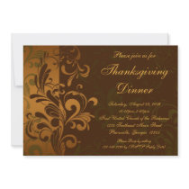 Chestnut Brown Swirl Thanksgiving Dinner Announcements