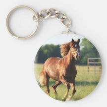 Chestnut Galloping Horse Keychain