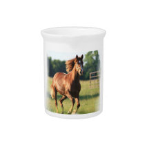 Chestnut Galloping Horse Pitcher