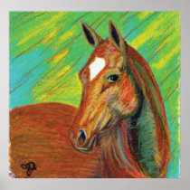Chestnut Horse Head Art Poster