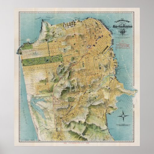 Chevalier's map of San Francisco (1912) Print