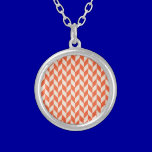CHEVRON10 CORAL WHITE ZIG ZAG ZIGZAG PATTERN BACKG necklaces