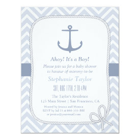 Chevron Anchor Nautical Baby Shower Invitations
