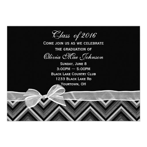 Chevron and Bow Graduation Invitation
