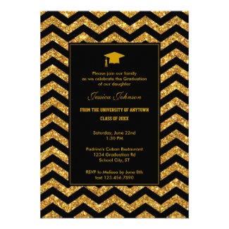 Chevron and Glitter Graduation Invitation