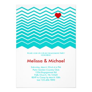 Chevron and Heart Engagement Party Invitation