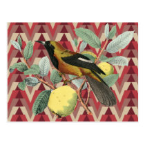 Chevron and Vintage Bird postcards