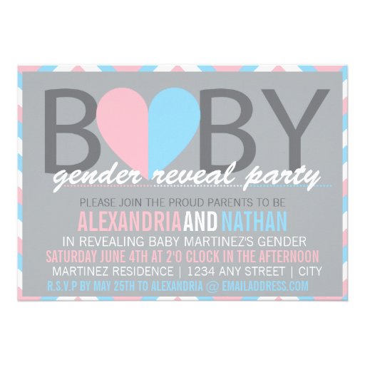 Chevron Baby Gender Reveal Party Invitation (front side)