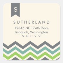 Chevron Banner Monogram Address Label Sticker