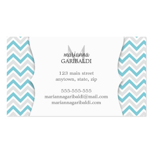 Chevron Blue and Modern Personalized Business Card Templates (back side)